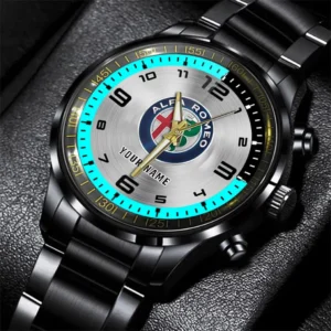 Alfa Romeo Stainless Steel Watch, All Over Print Stainless Steel Watch Alfa Romeo - Cyan DCAR478282082