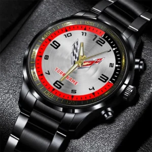 Chevrolet Corvette Stainless Steel Watch, All Over Print Stainless Steel Watch Chevrolet Corvette - Red DCAR478282092