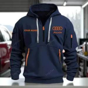 Audi Hoodie Half Zip CAR0421092026, All Over Print Hoodie Half Zipper - Navy