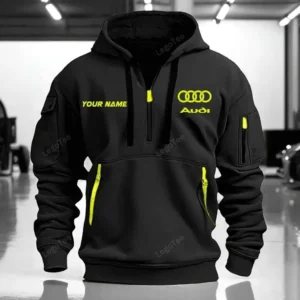 Audi Hoodie Half Zip CAR0421092026, All Over Print Hoodie Half Zipper - Black