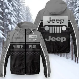 Jeep Windbreaker Jacket Waterproof, Gift For Jeep Fan CAR305031825233 - Gray