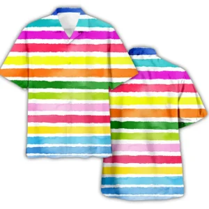 Multicolor Striped Hawaiian Shirt