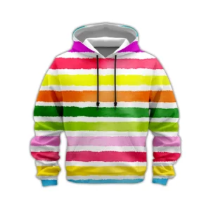 Vibrant Stripes Hoodie – Warm Tropical Streetwear