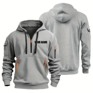 Hoodie Half Zipper Custom Name CLE11082925352 - Gray