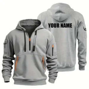 Hoodie Half Zipper Custom Name CLE11082925356 - Gray