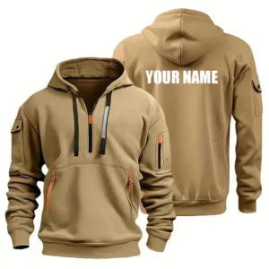 Hoodie Half Zipper Custom Name CLE11082925357 - Khaki