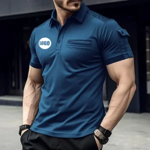 Custom Pocket Polo Shirt -Blue