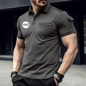 Custom Pocket Polo Shirt -Gray