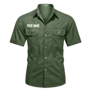 Custom Name Short Sleeved Shirt - Army Green