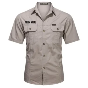 Custom Name Short Sleeved Shirt - Beige
