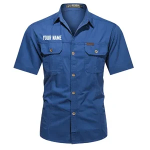 Custom Name Short Sleeved Shirt - Cowboy Blue