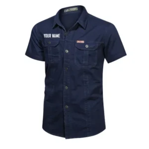 Custom Name Short Sleeved Shirt - Dark Blue