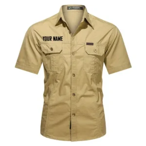 Custom Name Short Sleeved Shirt - Khaki