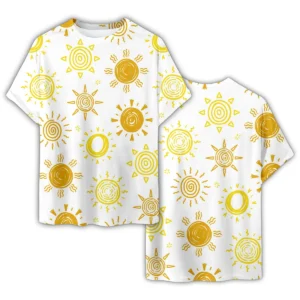 Vibrant Sun Graphic Tee - Tropical Summer Casual Wear