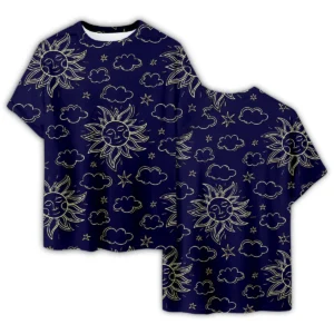Moon Pattern T-Shirt - Casual Summer Street Outfit