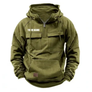Tactical Quarter Zip Hoodie Custom Name CLE11082925342 - Army Green