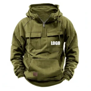 Tactical Quarter Zip Hoodie Custom Name CLE11082925346  - Army Green