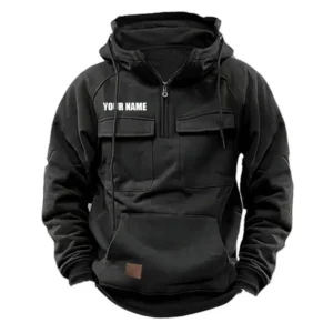 Tactical Quarter Zip Hoodie Custom Name CLE11082925343 - Black