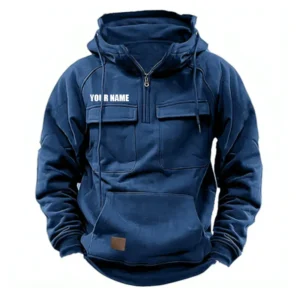 Tactical Quarter Zip Hoodie Custom Name CLE11082925344 - Dark Blue