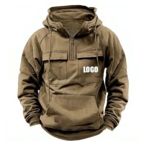 Tactical Quarter Zip Hoodie Custom Name CLE11082925349 - Khaki