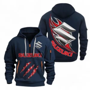 Automobile Fans Gift Hoodie Half Zipper, Hoodie Exclusive Logo CAR500090525117-Navy Blue