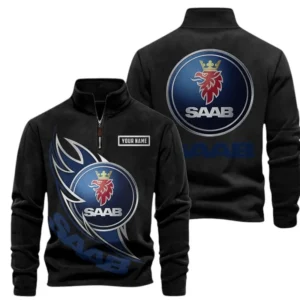 Saab Fans Gift Half Zip Stand Up Collar Hoodie, Sweatshirt Exclusive Logo CAR502090625337-Black