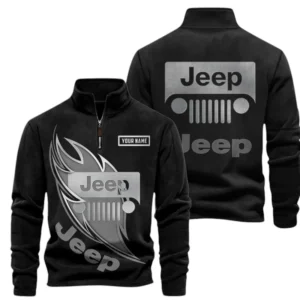 Jeep Fans Gift Half Zip Stand Up Collar Hoodie, Sweatshirt Exclusive Logo CAR502090625338-Black