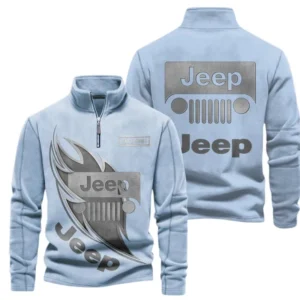 Jeep Fans Gift Half Zip Stand Up Collar Hoodie, Sweatshirt Exclusive Logo CAR502090625338-Light Blue