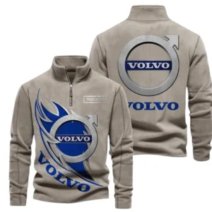 Volvo Fans Gift Half Zip Stand Up Collar Hoodie, Sweatshirt Exclusive Logo CAR502090625339-Olive Green