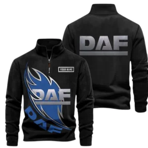 DAF Fans Gift Half Zip Stand Up Collar Hoodie, Sweatshirt Exclusive Logo CAR502090625342-Black