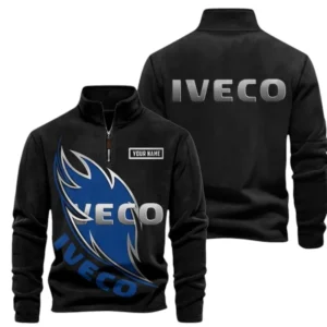 Iveco Fans Gift Half Zip Stand Up Collar Hoodie, Sweatshirt Exclusive Logo CAR502090625344-Black
