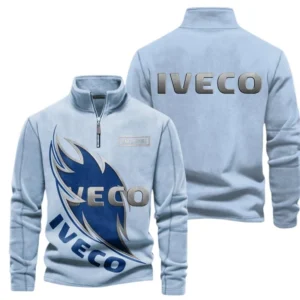 Iveco Fans Gift Half Zip Stand Up Collar Hoodie, Sweatshirt Exclusive Logo CAR502090625344-Light Blue