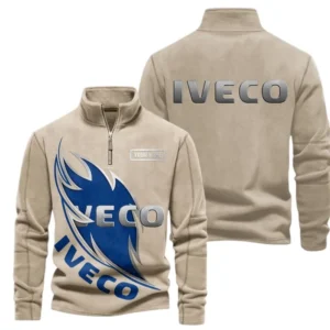 Iveco Fans Gift Half Zip Stand Up Collar Hoodie, Sweatshirt Exclusive Logo CAR502090625344-Light Khaki