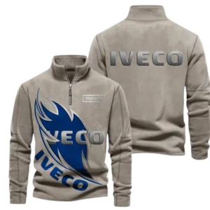 Iveco Fans Gift Half Zip Stand Up Collar Hoodie, Sweatshirt Exclusive Logo CAR502090625344-Olive Green