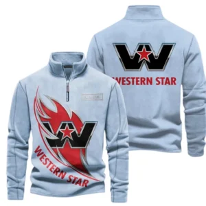 Western Star Fans Gift Half Zip Stand Up Collar Hoodie, Sweatshirt Exclusive Logo CAR502090625346-Light Blue