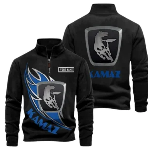 Kamaz Fans Gift Half Zip Stand Up Collar Hoodie, Sweatshirt Exclusive Logo CAR502090625353-Black