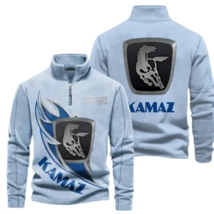 Kamaz Fans Gift Half Zip Stand Up Collar Hoodie, Sweatshirt Exclusive Logo CAR502090625353-Light Blue
