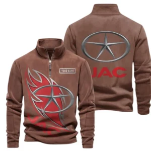 JAC Fans Gift Half Zip Stand Up Collar Hoodie, Sweatshirt Exclusive Logo CAR502090625361-Brown