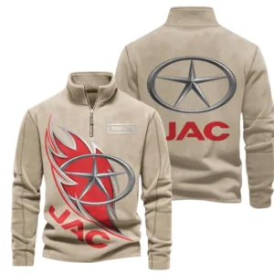 JAC Fans Gift Half Zip Stand Up Collar Hoodie, Sweatshirt Exclusive Logo CAR502090625361-Light Khaki