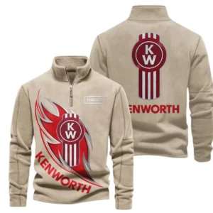 Kenworth Fans Gift Half Zip Stand Up Collar Hoodie, Sweatshirt Exclusive Logo CAR502090625362-Light Khaki