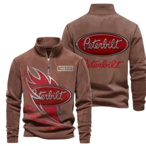 Peterbilt Fans Gift Half Zip Stand Up Collar Hoodie, Sweatshirt Exclusive Logo CAR502090625365-Brown
