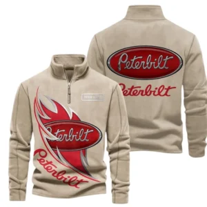 Peterbilt Fans Gift Half Zip Stand Up Collar Hoodie, Sweatshirt Exclusive Logo CAR502090625365-Light Khaki