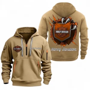 Automobile Fans Gift Hoodie Half Zipper, Hoodie Exclusive Logo CAR504090825802-Khaki