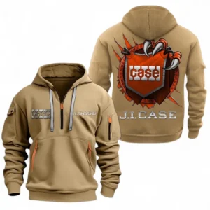 Automobile Fans Gift Hoodie Half Zipper, Hoodie Exclusive Logo CAR504090825913-Khaki