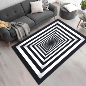 3D Illusion Black and White Rug CLE05090425002