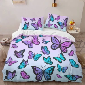 Pink And Purple Butterfly Bedding Set CLE55090325671