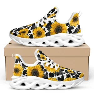 Cow Print And Sunflower Max Soul Shoes CLE56090325780 - White