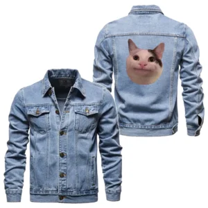Meme Cat Denim Jacket CLE01090425220 - Light Blue