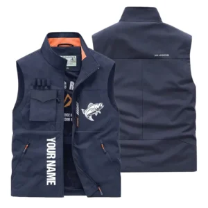 Silhouette Fish Outdoor Sleeveless Vest Custom Name CLE01090425274 - Navy
