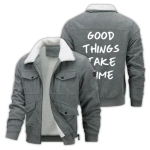 Good Things Take Time Thickened Corduroy Jacket CLE05090425031 - Gray